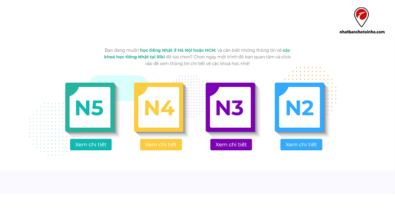 Trung tâm Riki Nihongo có đầy đủ các khóa từ N5 đến N2.